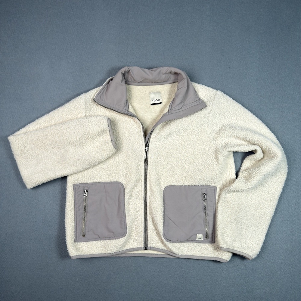 Vuori Women's Size XS Cream/Gray Alpine Sherpa Full Zip Jacket
